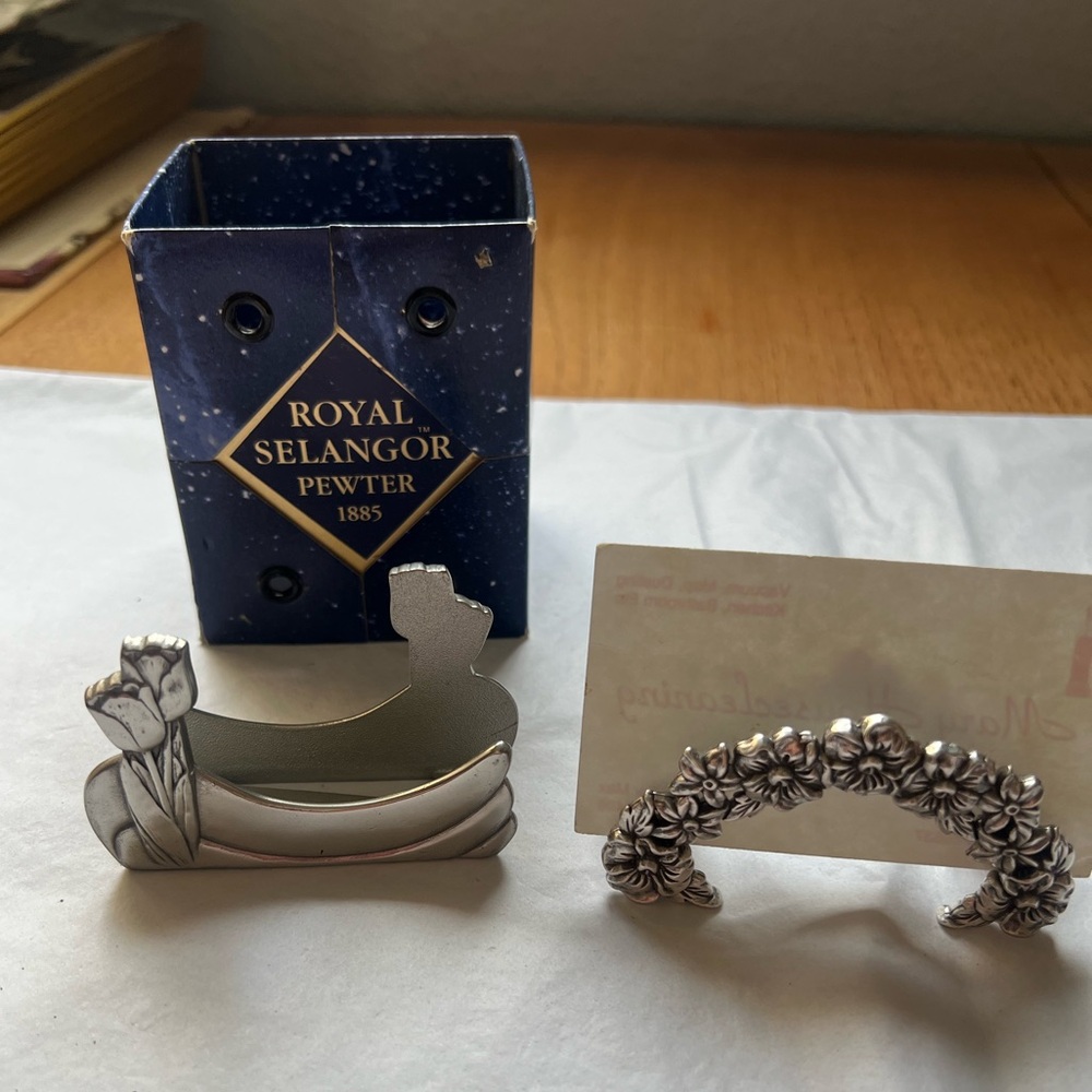 Royal Selangor Pewter Floral Business Card Holders